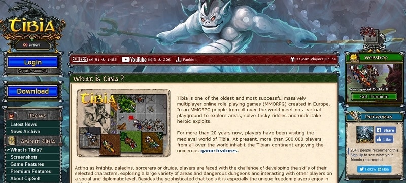 Tibia - Free Multiplayer Online Role Playing Game - About Tibia