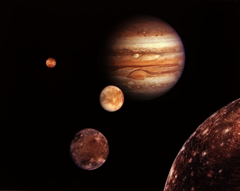 Jupiter and four largest moons