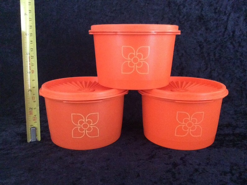 Vintage Tupperware Measuring Spoons Set of 7 Orange