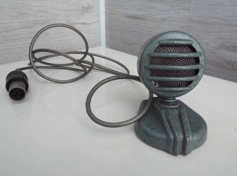 Vintage microphone, Old DDR radio microphone, Crystal microphone of East Germany