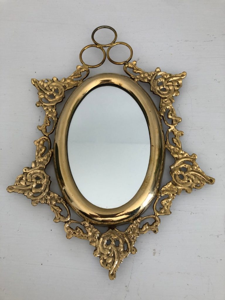 Wall Mirror Silver-Gold Oval 45x38 Baroque Antique Vintage Baroque Mirror 