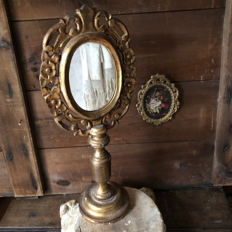 Gilded Wood Standing Mirror