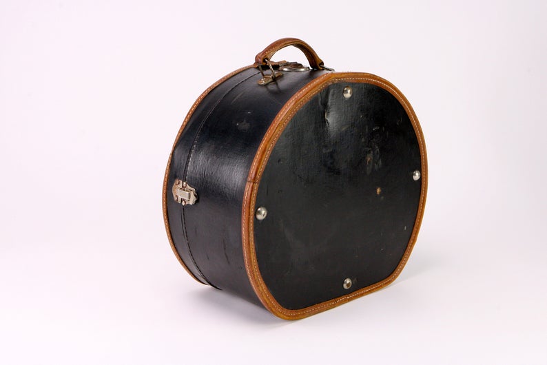 Black Leather-Lined Hatbox