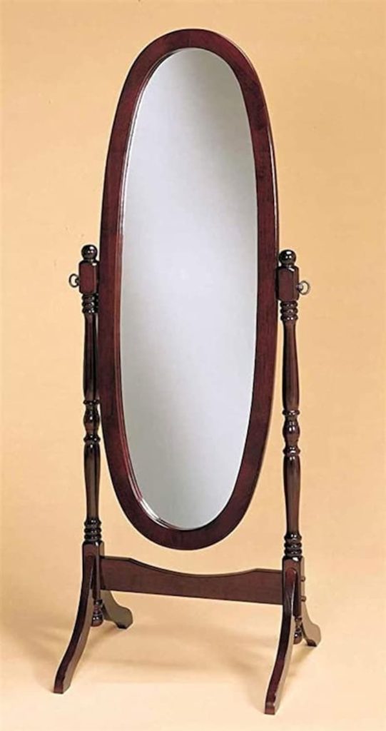 Cherry-Finished Wood Swivel Mirror