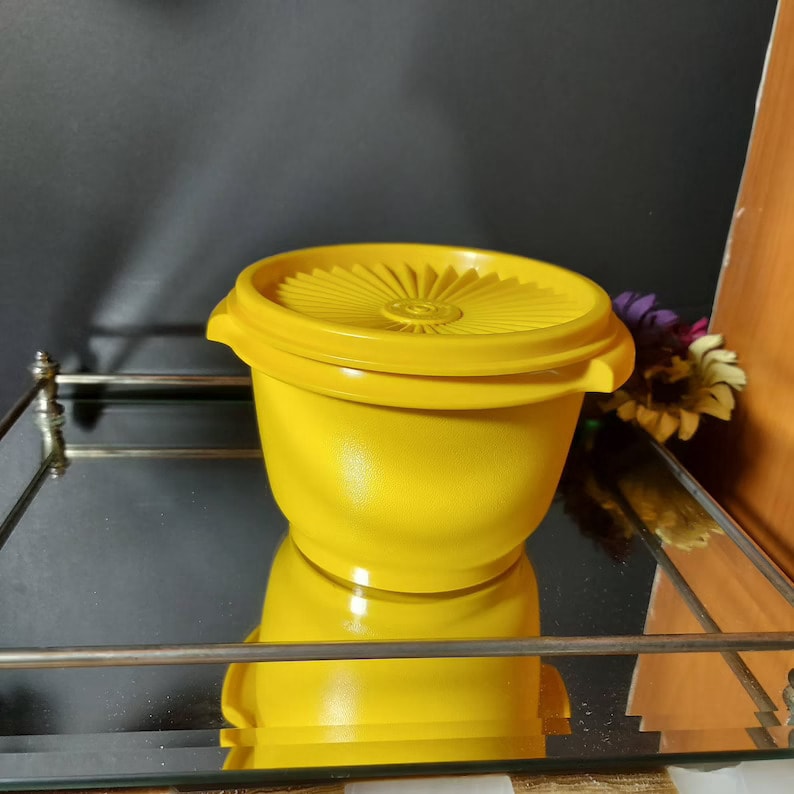 Vintage Tupperware Extra Large Bowl Mustard Yellow Tupperware 