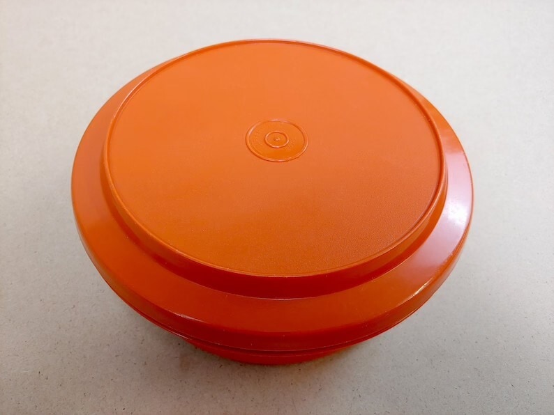 Vintage Orange Tupperware Seal N Serve Bowl With Serving Plate