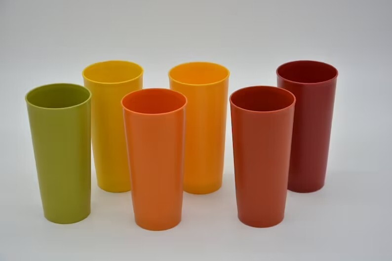 60s Set Of 3 Vintage Tupperware Tumbler Glasses Pastel By Tupperware