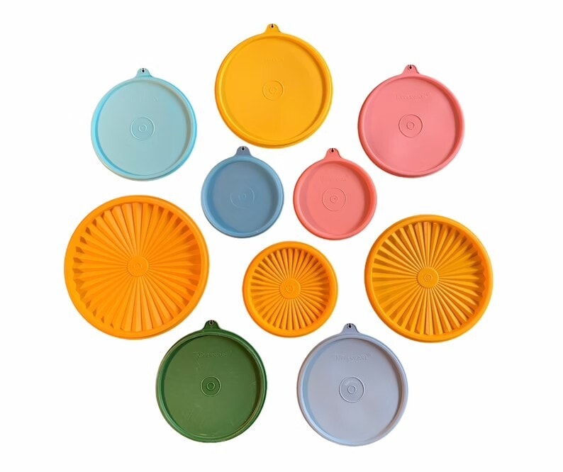 Vintage Accordion Tupperware Lids Replacements Servalier Etc YOU PICK Added  Colors and Stock Mid Century Kitchen Storage Container 