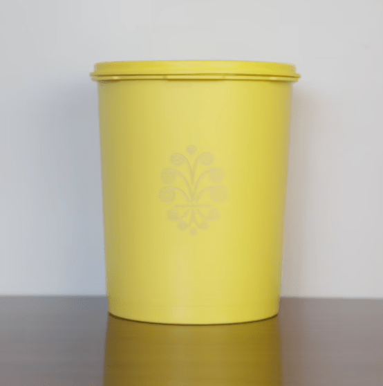 Vintage Tupperware Yellow Plastic Canister with Lid