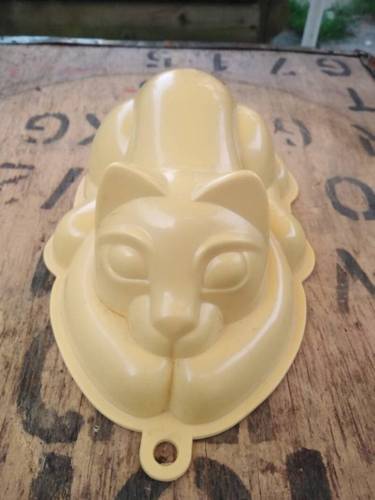 Vintage Yellow Plastic Cat Jelly Mould