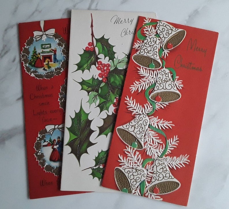 Lot of 3 Long Holiday Cards