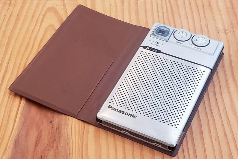 1970's Panasonic AM Pocket Radio with Vinyl Sleeve Cover - Model R 012