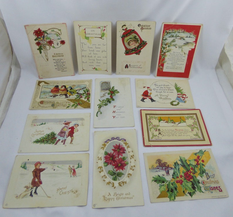 Lot of 12 Posted Christmas Postcards