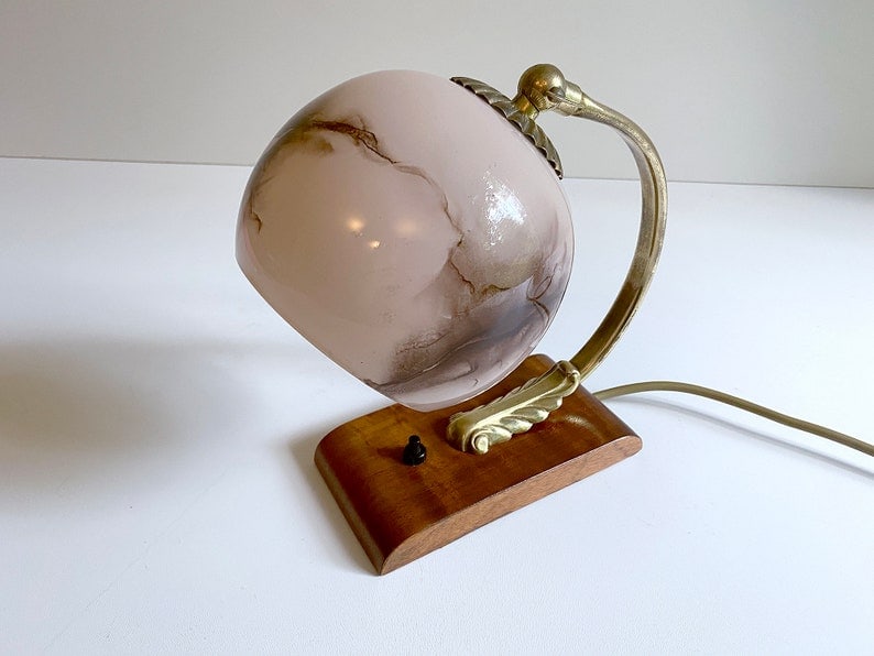 Art Deco Pink Marbled Globe suitable for Lady Lamps