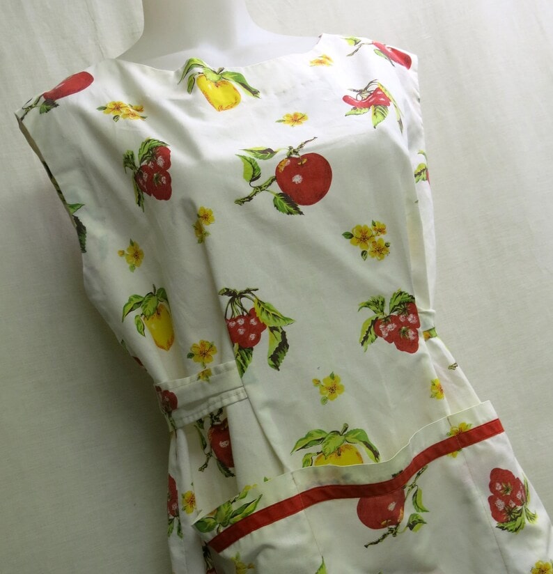 Mid Century Smock Apron Full Cotton Apron