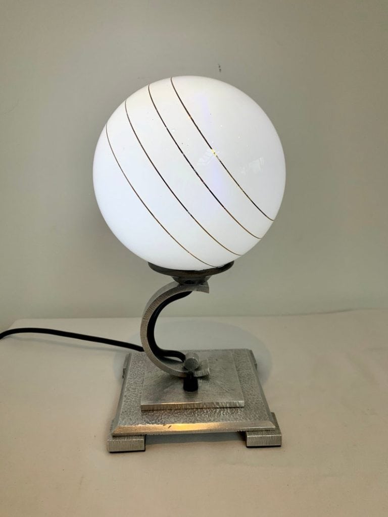 Original vintage Art Deco 1920s Silver Globe Lamp