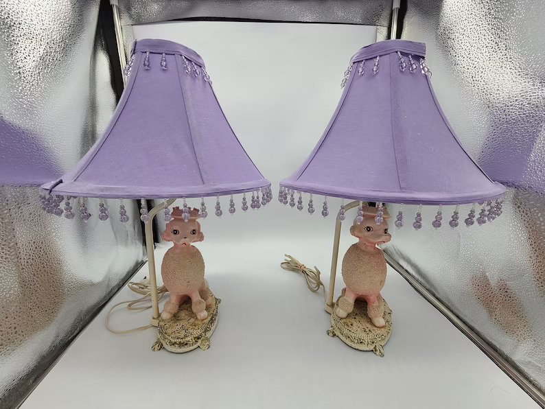Vintage 1950's Pink Poodle Lamp