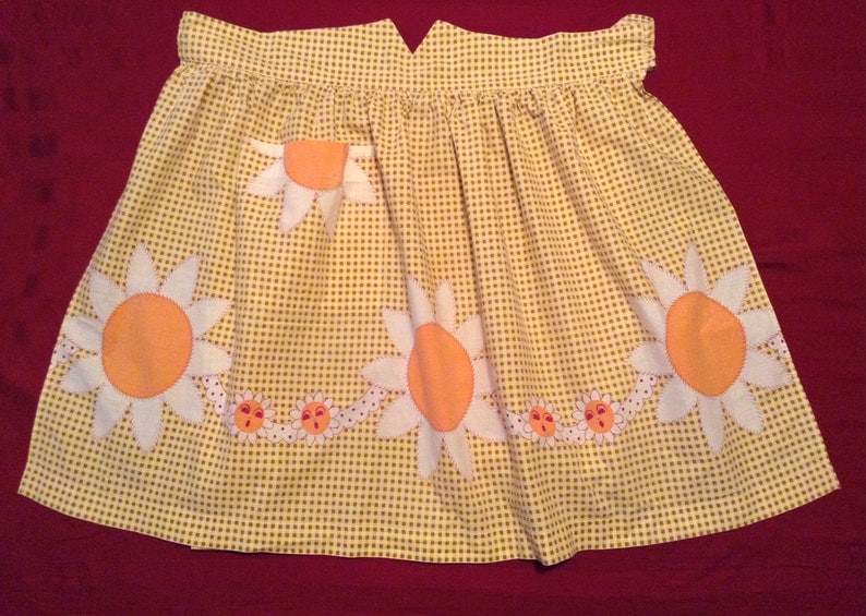 Vintage Apron, Yellow, and Brown Checked