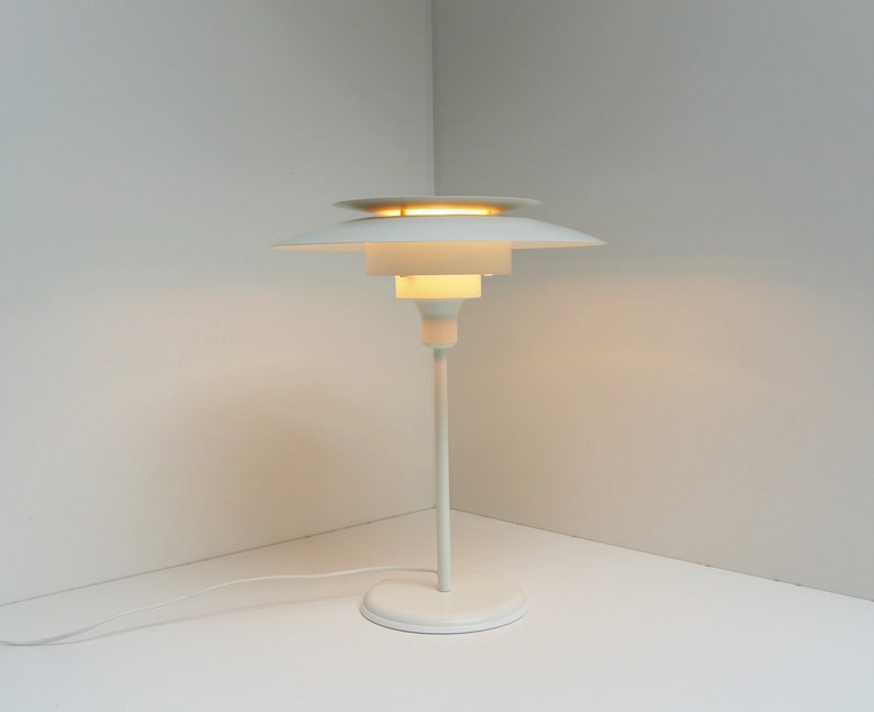 White table lamp made in metal - Danish design from company Lyskær, 1970s