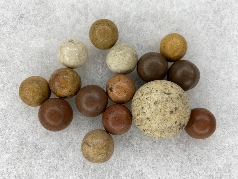 15 Antique Clay Marbles