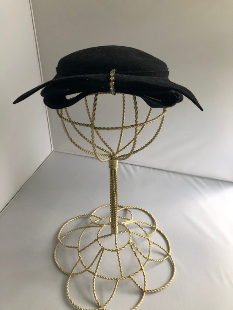 1940s/1950s Black Hat Fascinator with Rhinestones