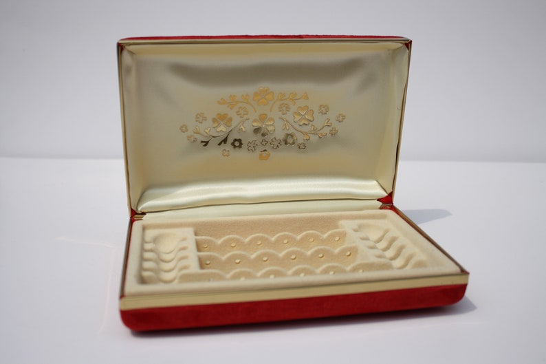 From the 50's  60's Made in Japan Heart Shaped Metal Box Vintage Trinket Jewelry Box with Velvet Lining