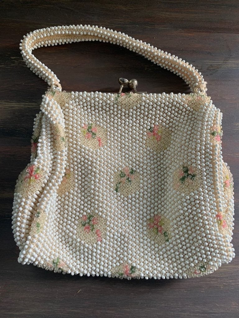 1950's HAND SEWN BEADED VINTAGE HANDBAG