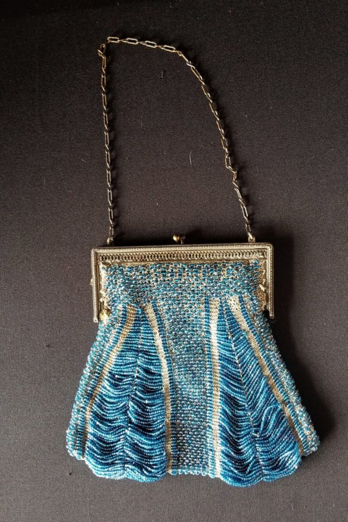 Blue Rhinestone Decor Beaded Evening Clutch Bag Suitable For