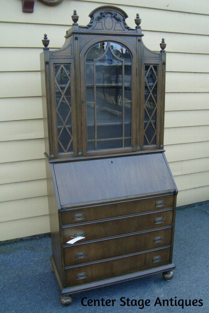 56351 Antique Mahogany Secretary Desk w/ Bookcase Top