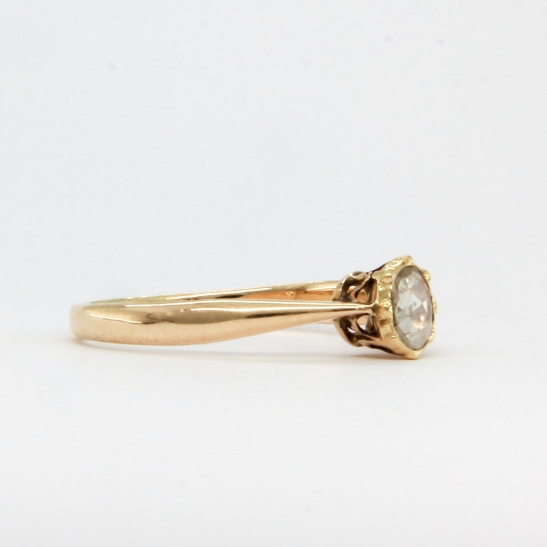 Antique 14k Victorian rose cut diamond solitaire ring
