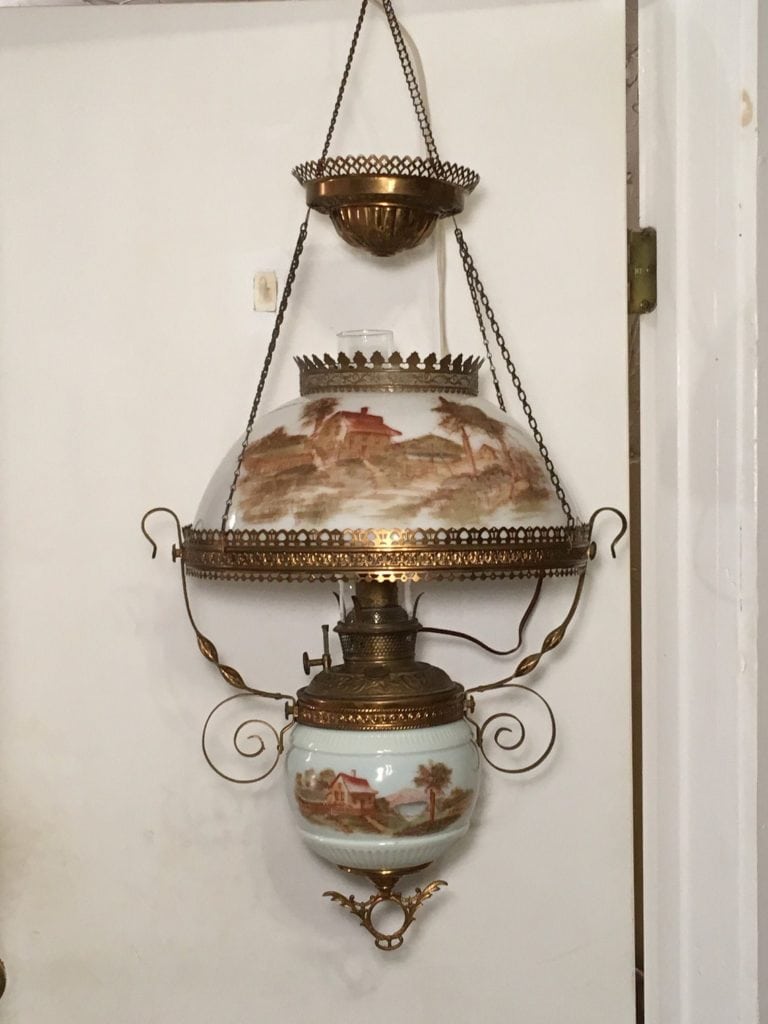 Antique Bradley Hubbard Hanging Parlor Lamp