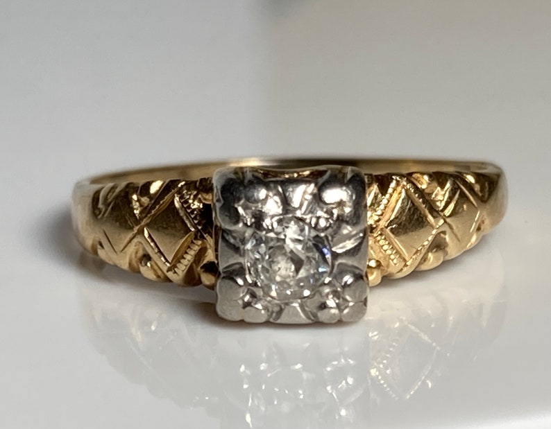 Antique Mine Cut Diamond Ring Edwardian Era