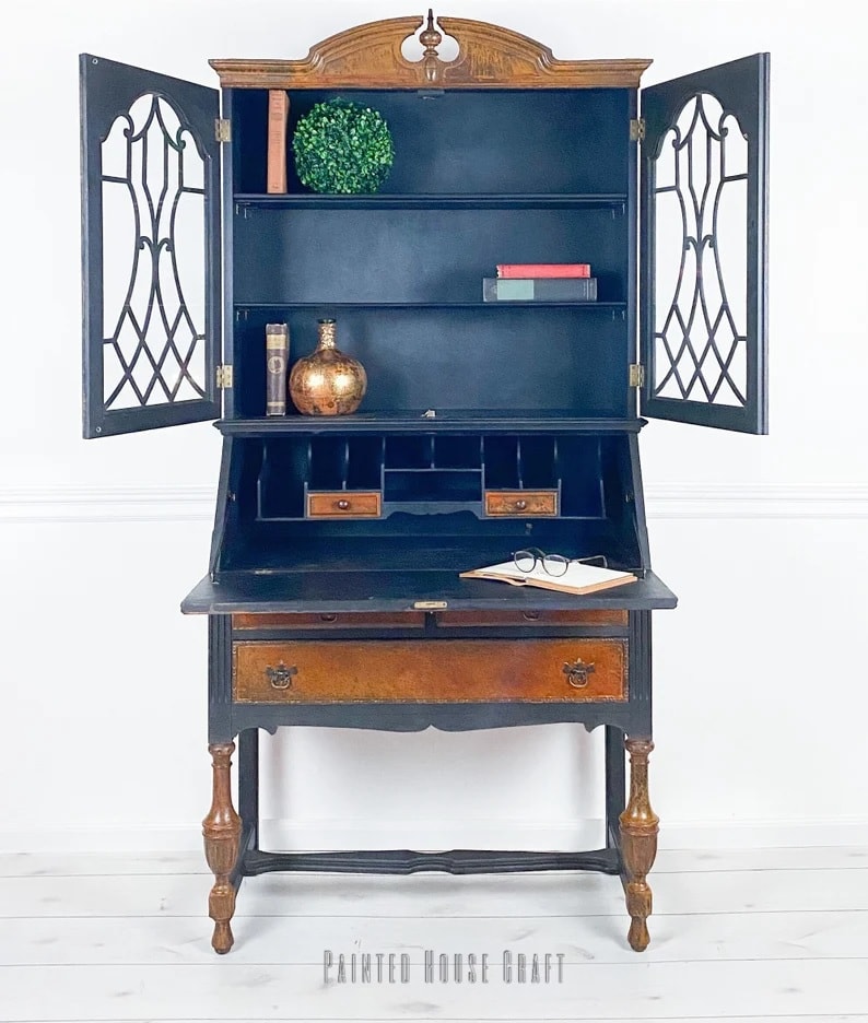 Antique Secretary Desk with Hutch Chippendale Style