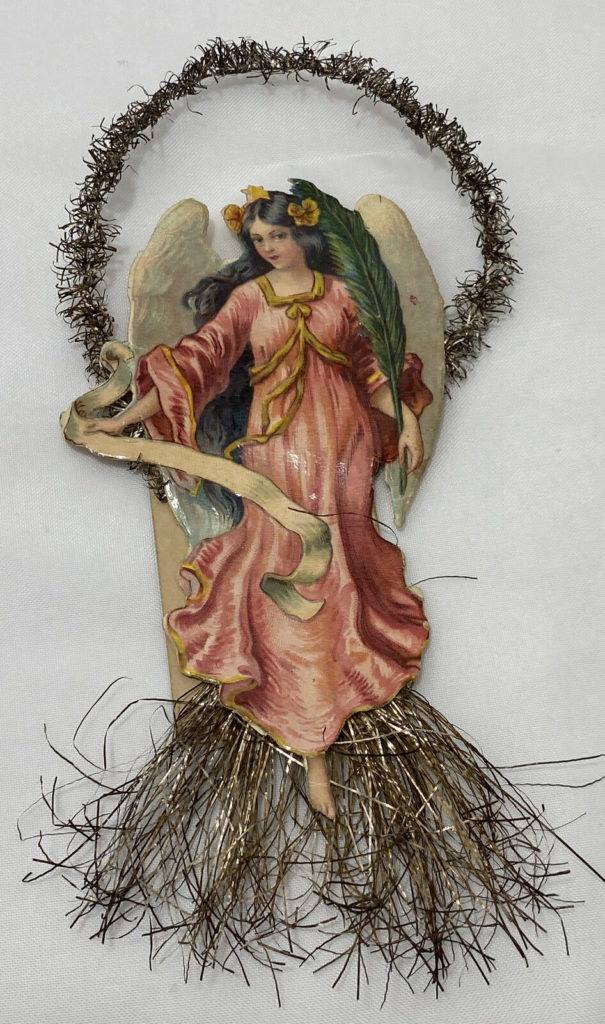 Antique Victorian Die Cut Angel Metal Fringe Garland Christmas 1930's W Germany