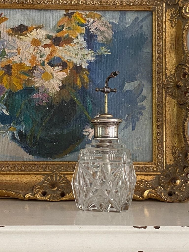 Antique crystal perfume bottle with original pump mechanism