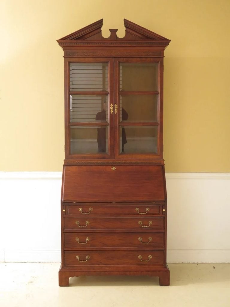 CENTURY Chippendale Mahogany Secretary Desk w. Bookcase Top