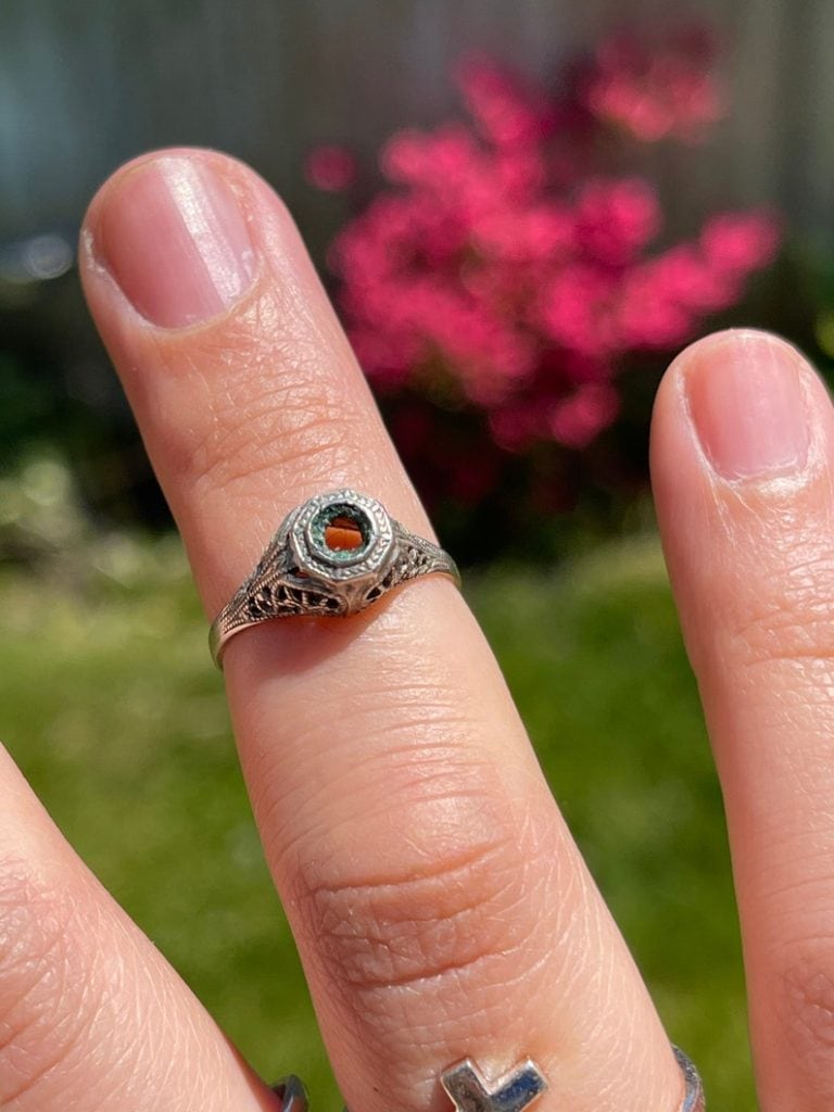 Sterling Silver Edwardian Engagement Ring Setting Early 1900’s Hand Made Filigree Milgrain For 3.5 mm Diamond or Stone