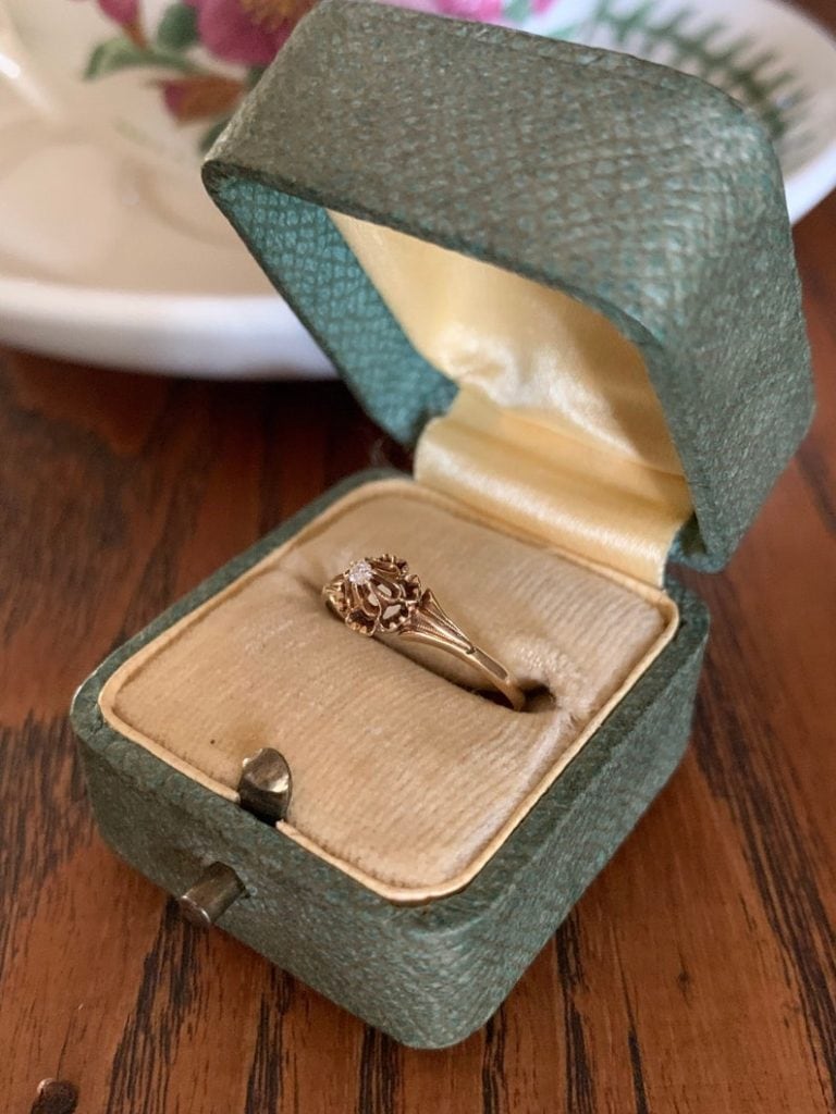 Victorian BUTTERCUP 14k Gold Ring DIAMOND Antique Engagement