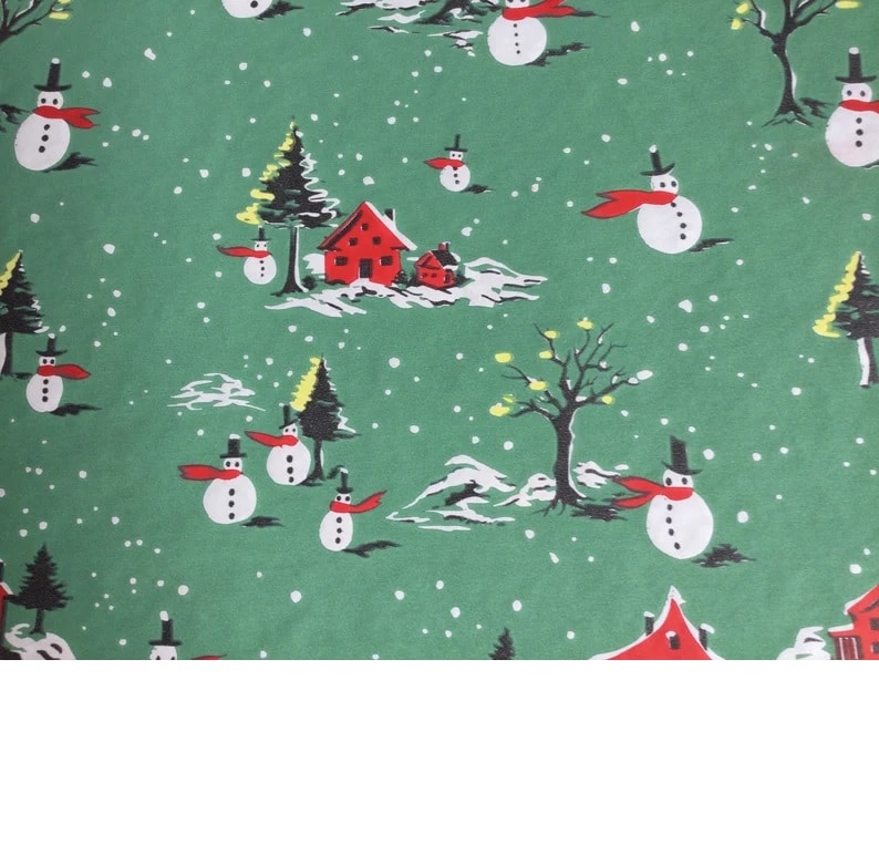 1940s Vintage Christmas Wrapping Paper Old Fashioned Village Snow