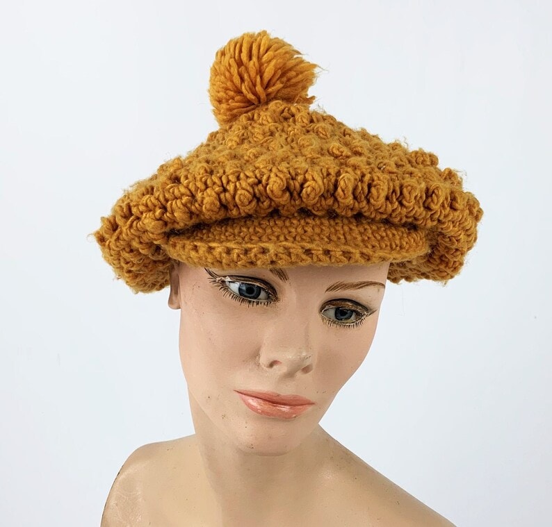 Vintage Collectables Adult Tan Brown Knit Beanie Hat 70s 80s