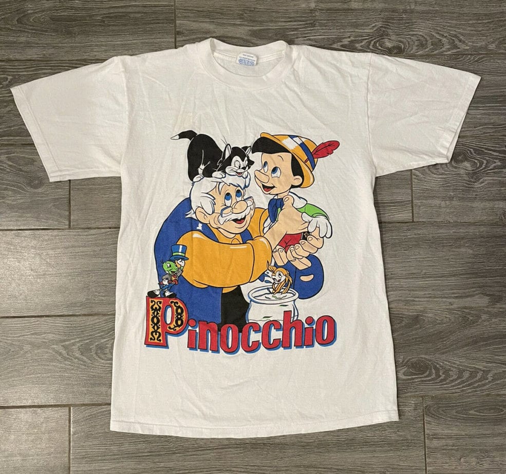 Vintage 80s Pinocchio shirt Disney Movie Medium