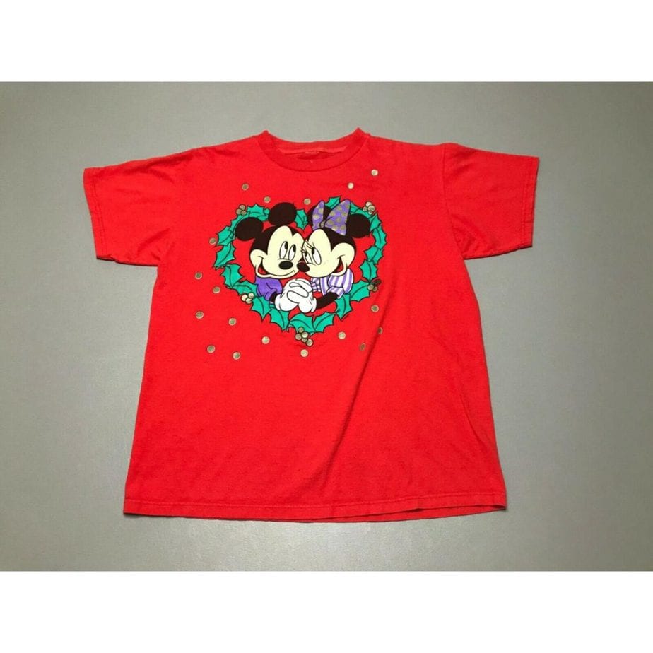 Vintage 90s Disney's Mickey & Minnie Mouse Love Romantic T-Shirt Adult Size S