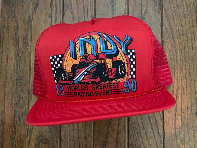 Vintage 90s Indy 500 Racing Mesh Trucker Hat Snapback Baseball Cap