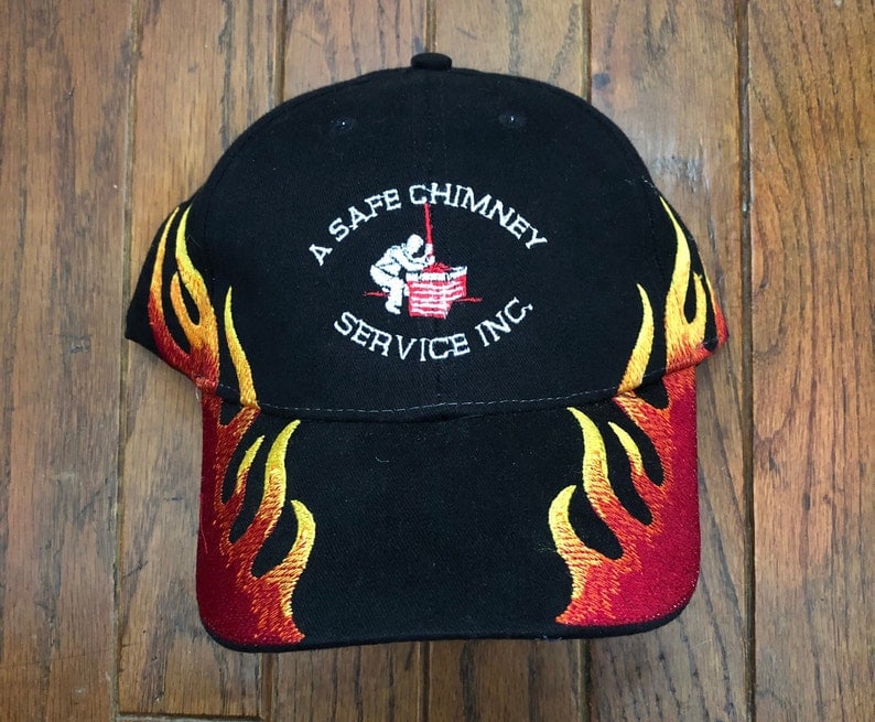 Vintage 90s Safe Chimney Fire Strapback Hat Baseball Cap