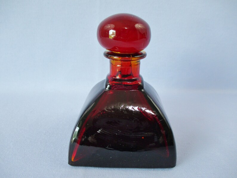 Vintage Amberina Pressed Glass Perfume