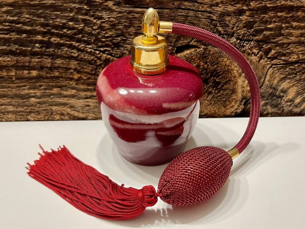 Vintage Maroon Perfume Bottle with Maroon Atomizer