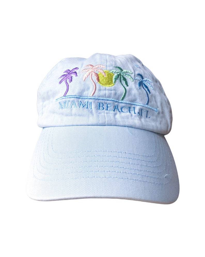 Vintage Miami Beach Florida Hat Miami Stitch Low Profile Unstructured Strapback Hat Baseball Cap