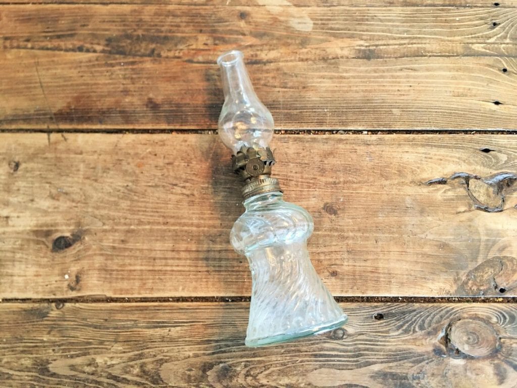 Vintage Mini Clear Glass Oil Hurricane Lamp