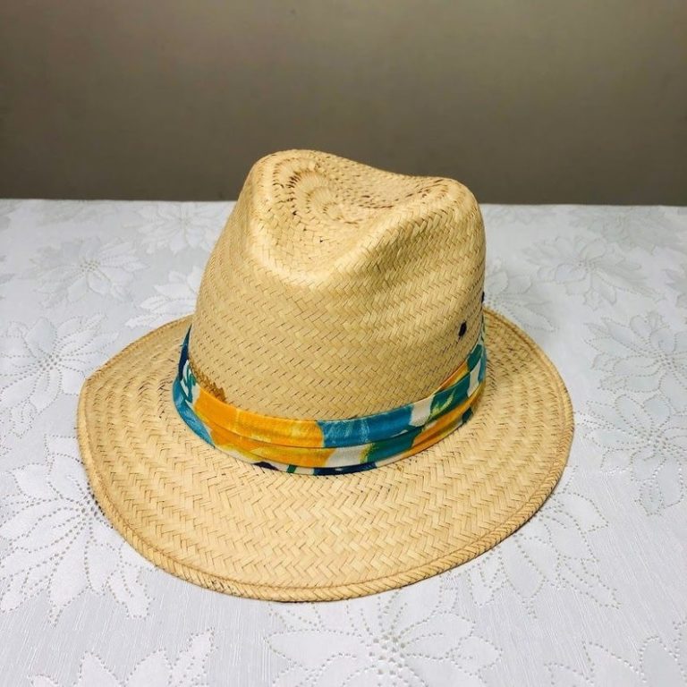 Vintage Panama Mens Sun Hat Sz M Raffia Straw Summer Tropical Print Band Mexico 768x768 