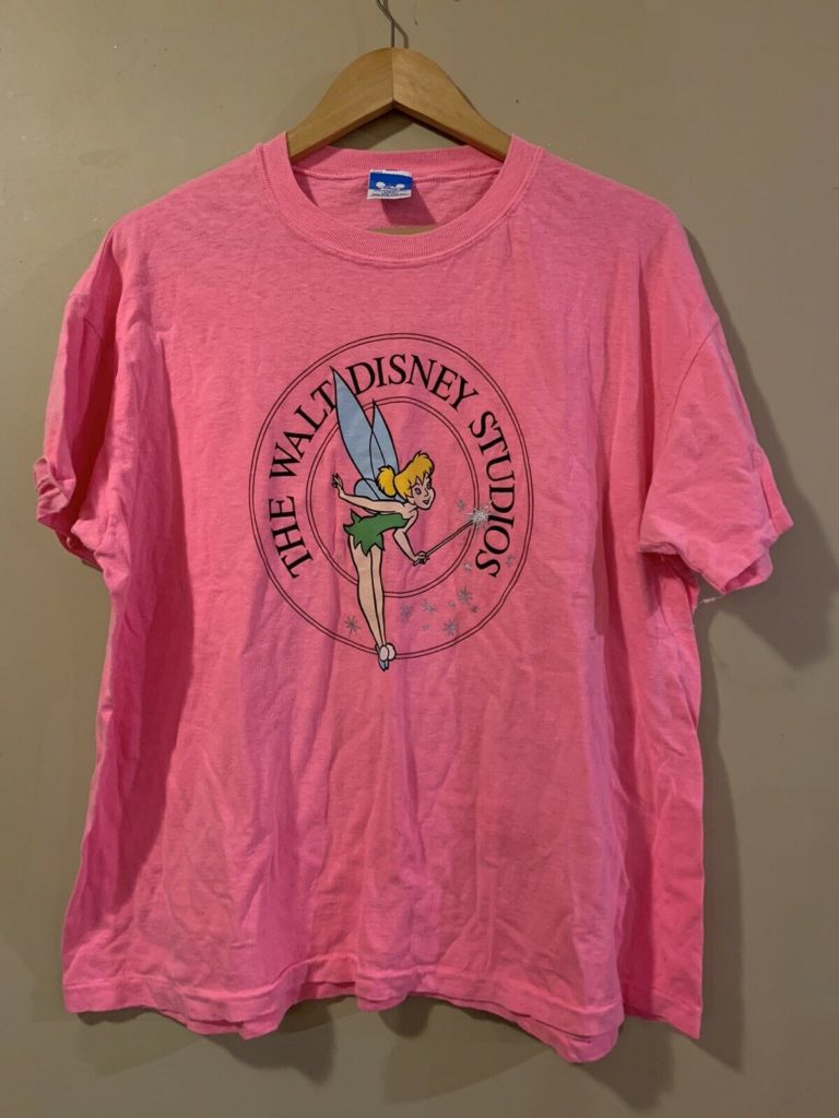 Vtg Walt Disney Tinkerbell Tink Pink Short Sleeve T Shirt One Size single stitch